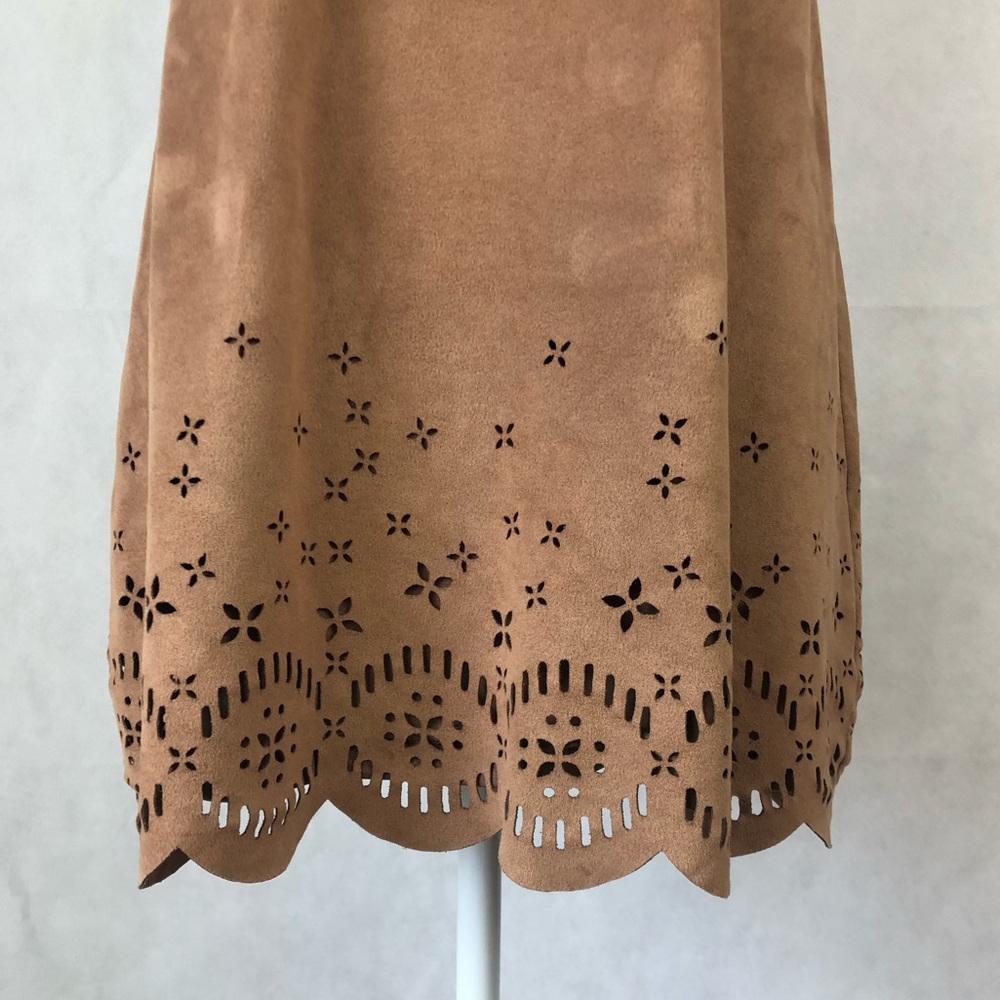 MinkPink Suede Sleeveless Lazer Cut Dress - Picture 4 of 7